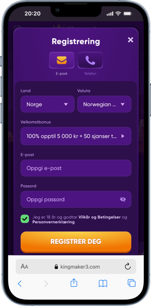 kingmaker registrering